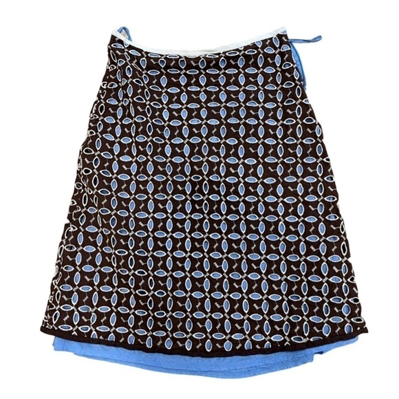 Snak for Anthropologie Brown Eyelet Over Blue Lining Midi Dress - Picture 1 of 13